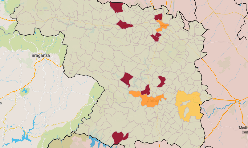Zonas con incidencia del virus en siete días