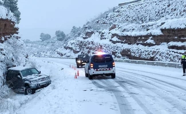 Accidente en las carreteras catalanas, consecuencia de Filomena