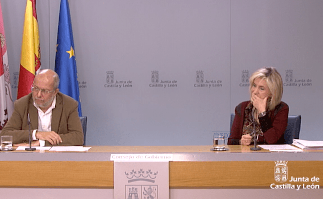 Francisco Igea y Verónica Casado, en la rueda de prensa online