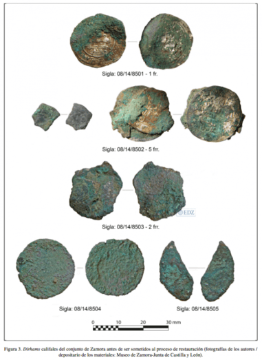 Antes de la limpieza y restauración de las monedas