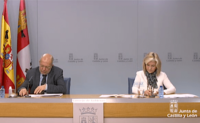 Francisco Igea y Verónica Casado, durante la comparecencia de hoy