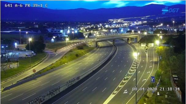 Imagen actual de la salida de Madrid por la A6