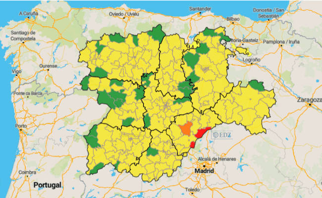 Mapa de incidencia en 7 días