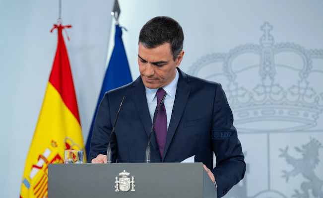 Pedro Sánchez, durante la comparecencia (La Moncloa)