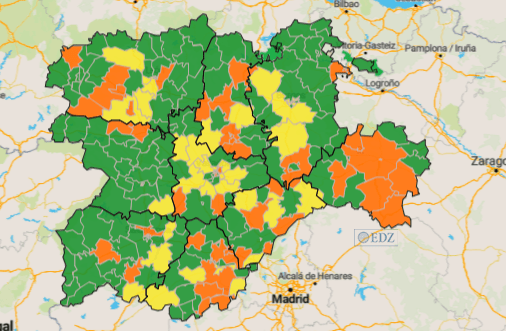 Situación en Castilla y León, con Zamora destacada como la más