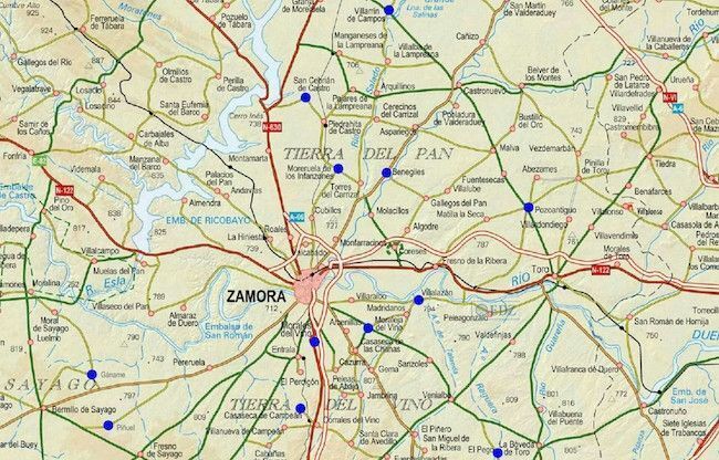 Localidades (con punto azul) donde se instalarán los nuevos reductores