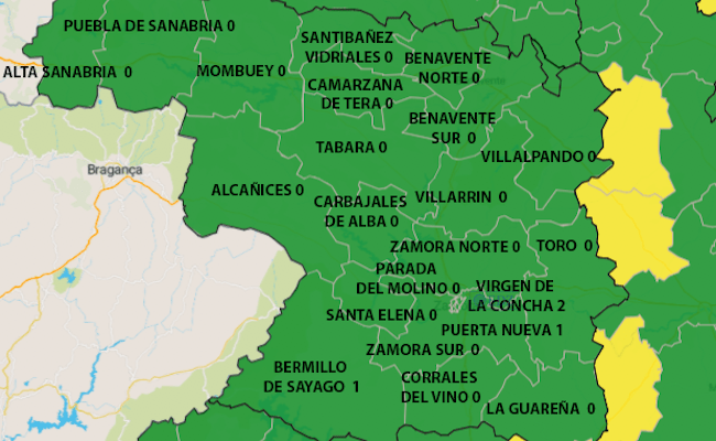 Mapa de casos detectados con PCR en siete días