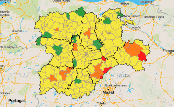 Mapa de incidencia en 14 días