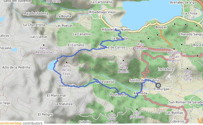 Recorrido de la ruta de senderismo
