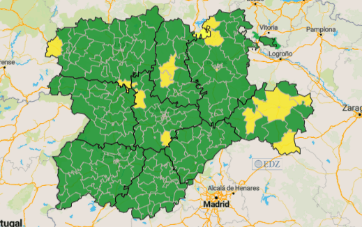 Mapa de incidencia en los últimos siete días