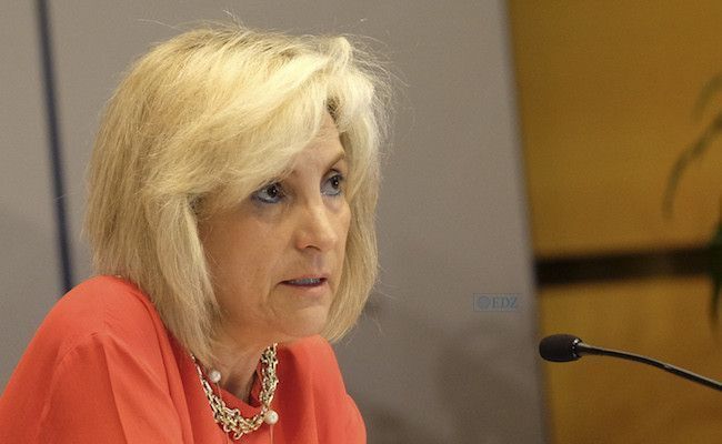 Verónica Casado, durante la comparecencia de hoy