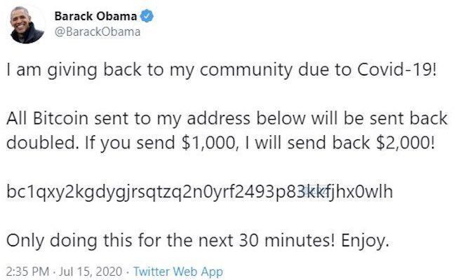 Mensaje publicado desde la cuenta de Obama