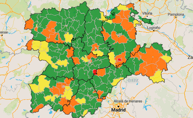 Mapa de incidencia de los últimos 7 días