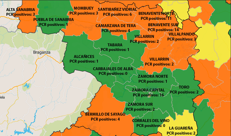 Mapa de incidencia en Zamora en siete días