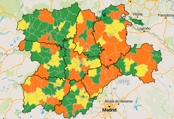 Mapa de incidencia en 7 días