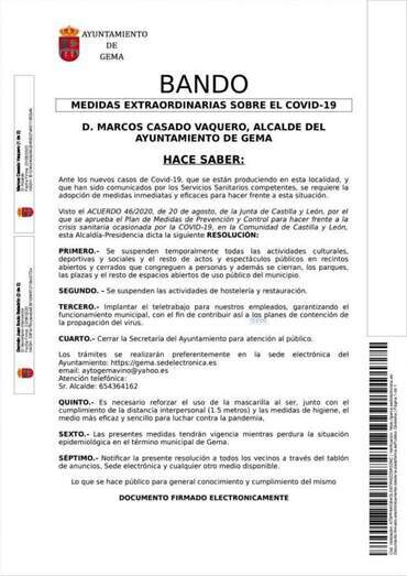 Bando del alcalde de Gema