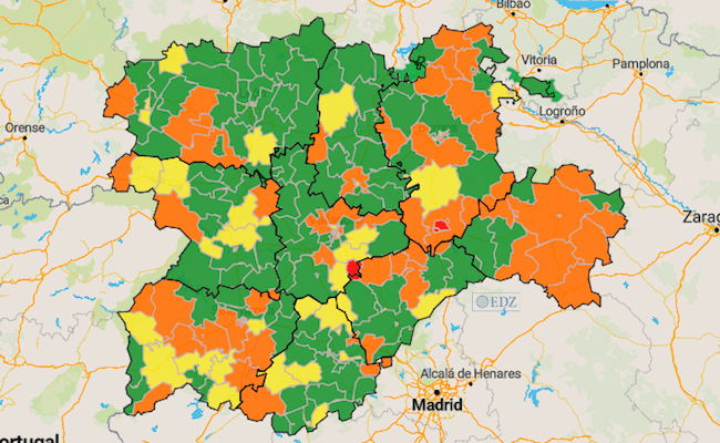 Mapa de incidencia en 7 días