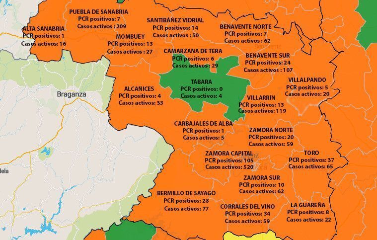 Mapa de incidencia en 7 días y casos activos