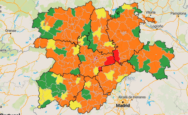 Mapa incidencia en Castilla y León en siete días