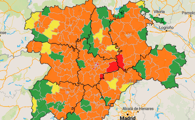 Mapa de incidencia en 7 días