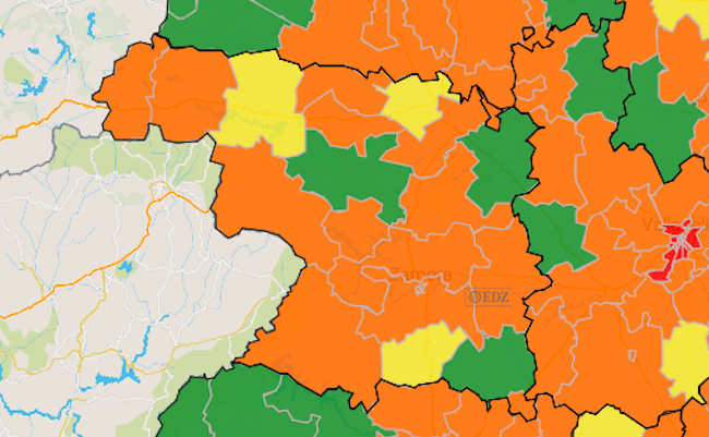 Mapa de incidencia en 7 días