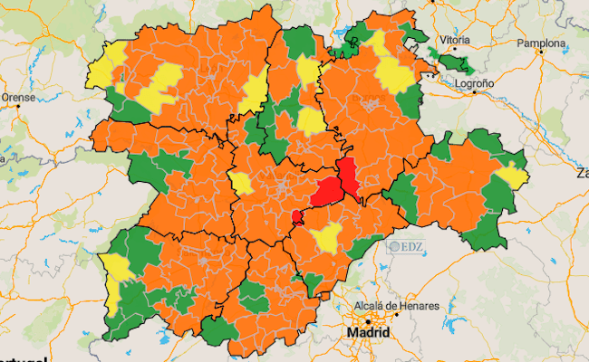Mapa de incidencia en 7 días