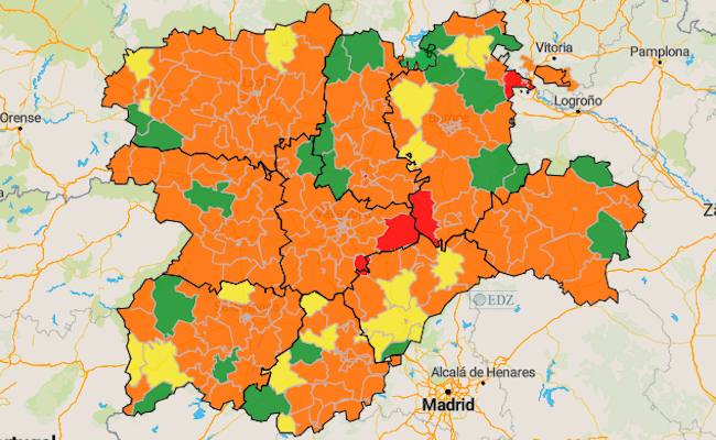 Mapa de incidencia en 7 días