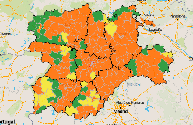 Incidencia en siete días en Castilla y León