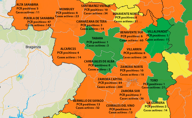 Mapa de incidencia en siete días