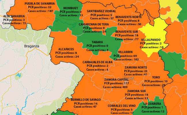 Mapa de incidencia en 7 días por zonas básicas de salud