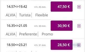 Opciones de trayecto desde Madrid a Orense