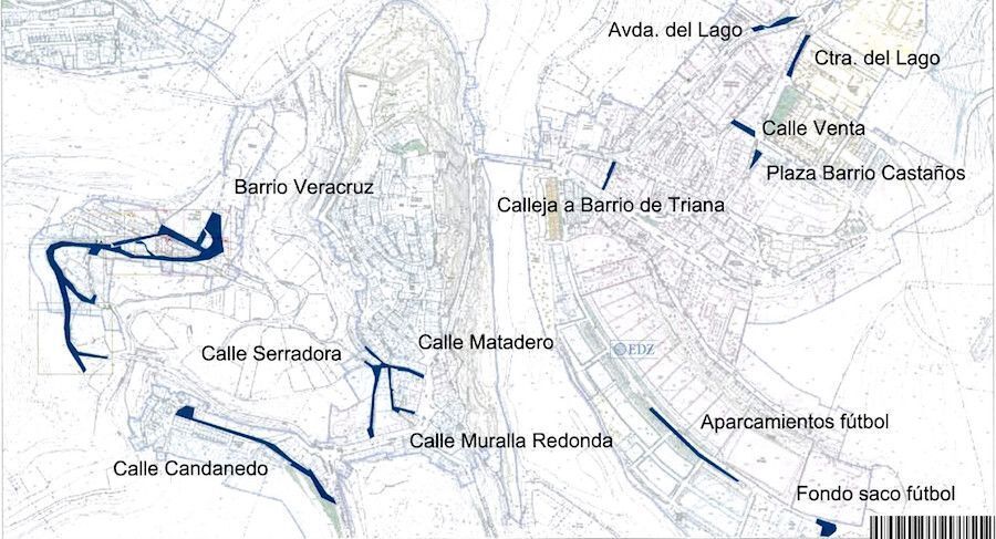 Plano de las zonas de actuación