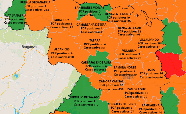 Mapa de incidencia en Zamora en siete días