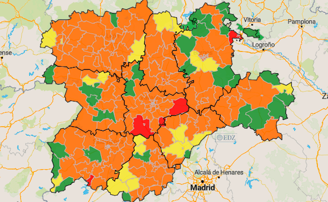 Mapa de incidencia en Castilla y León en 7 días