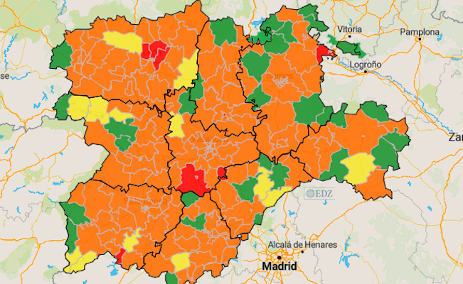 Mapa de incidencia en Castilla y León en 7 días