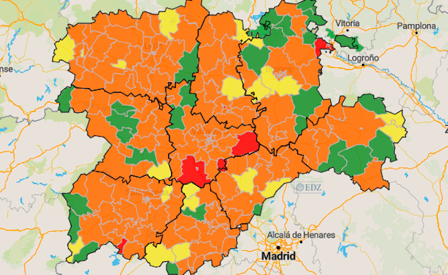 Mapa de incidencia en 7 días
