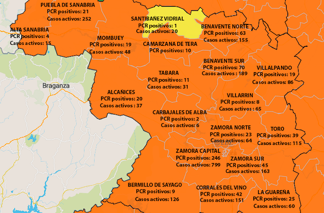 Mapa de incidencia en siete días y casos activos