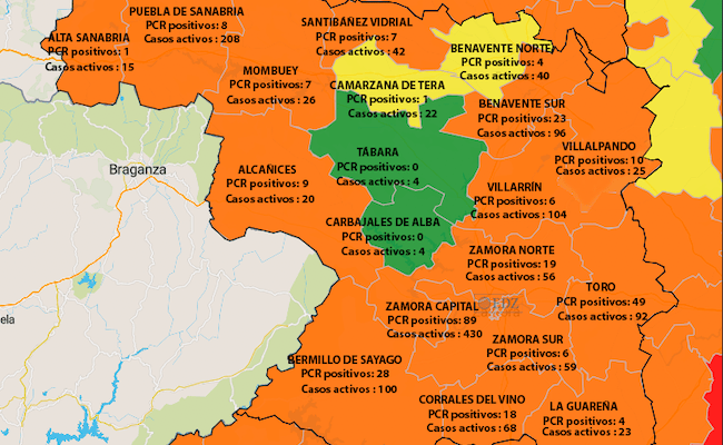 Mapa de incidencia en 7 días y casos activos