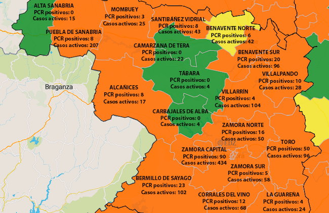 Mapa de incidencia en siete días y casos activos