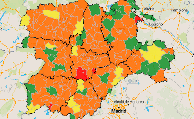Incidencia en siete días en Castilla y León