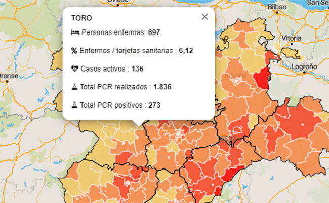 Datos de la Junta, a día de hoy, 3 de octubre. Fuente: Junta de CyL.