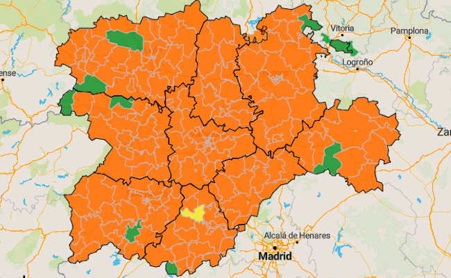 Mapa de incidencia en 7 días en Castilla y León