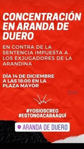 Cartel de la concentración convocada en Aranda