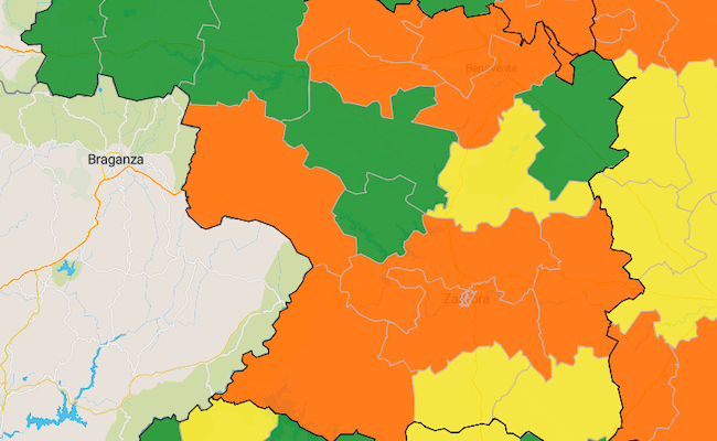 Mapa de incidencia en siete días en la provincia de Zamora