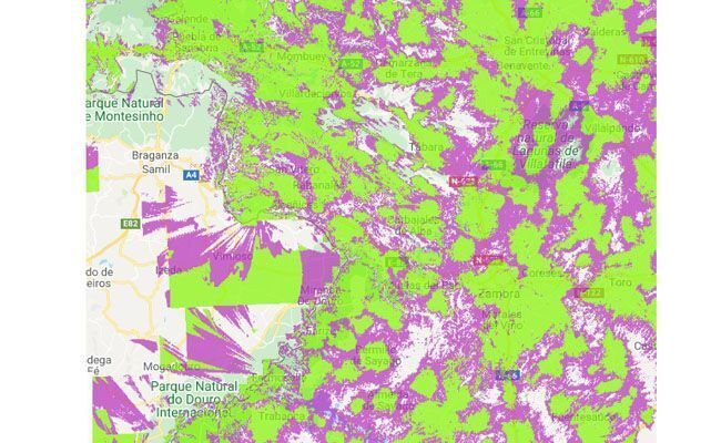 Mapa de cobertura Movistar en la provincia de Zamora