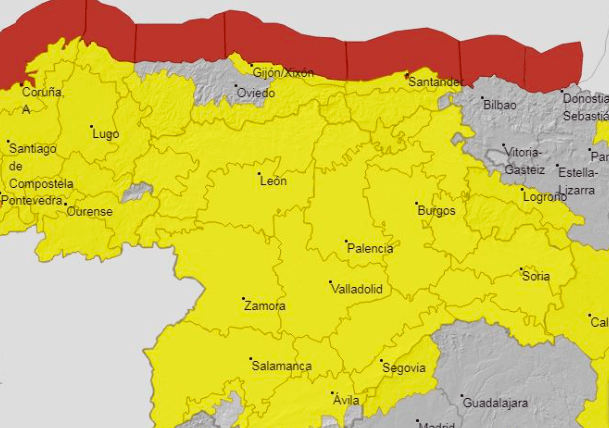 Imagen de avisos para mañana de la AEMET