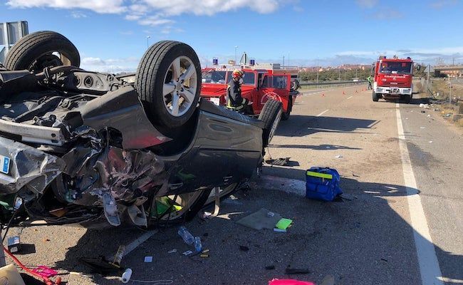 Imágenes del accidente (Bomberos de Benavente)