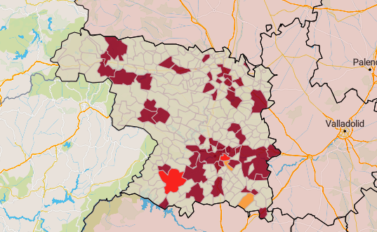 Municipios con casos diagnosticados en los últimos siete días