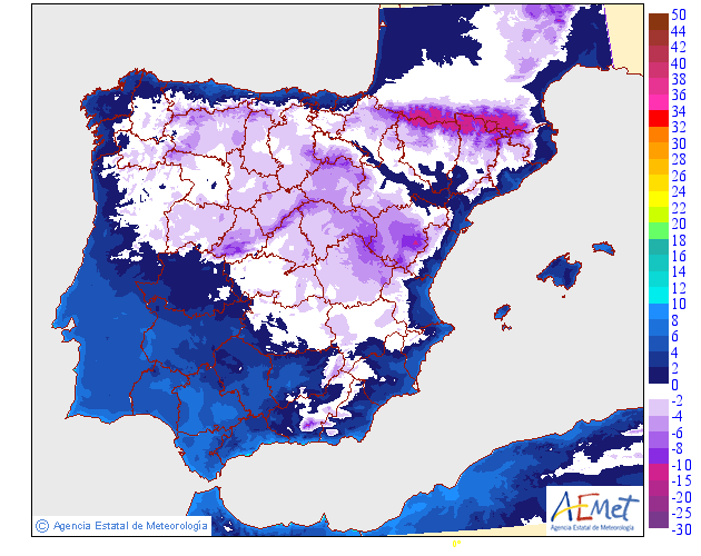 Previsión de temperaturas mínimas