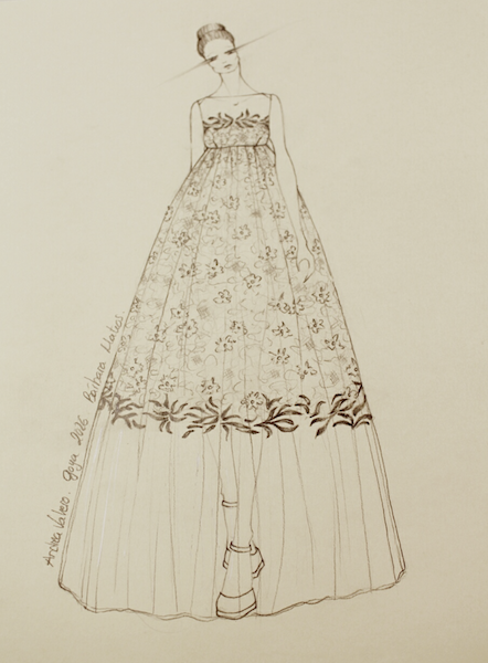 Boceto del diseño de Andrea Valero para Bárbara Mateos